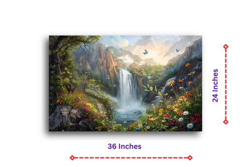 The Whispering Waterfall Canvas Wall Paining (36 x 24 Inches)