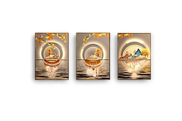 The Whispering Wysteria Crystal Glass Painting Set of 3 (150 x 70 Cm)