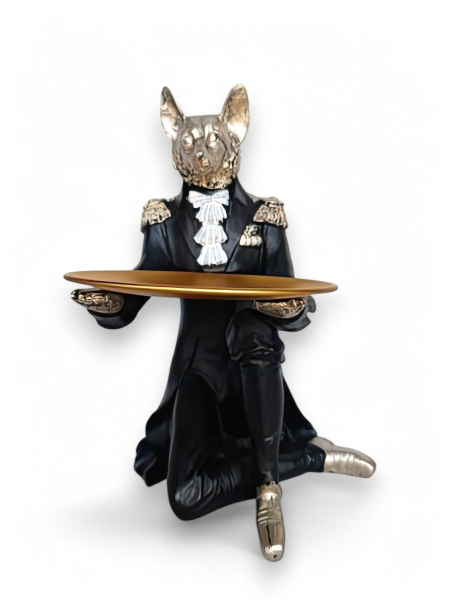 The Wolf Butler Tray Statue Table Decor