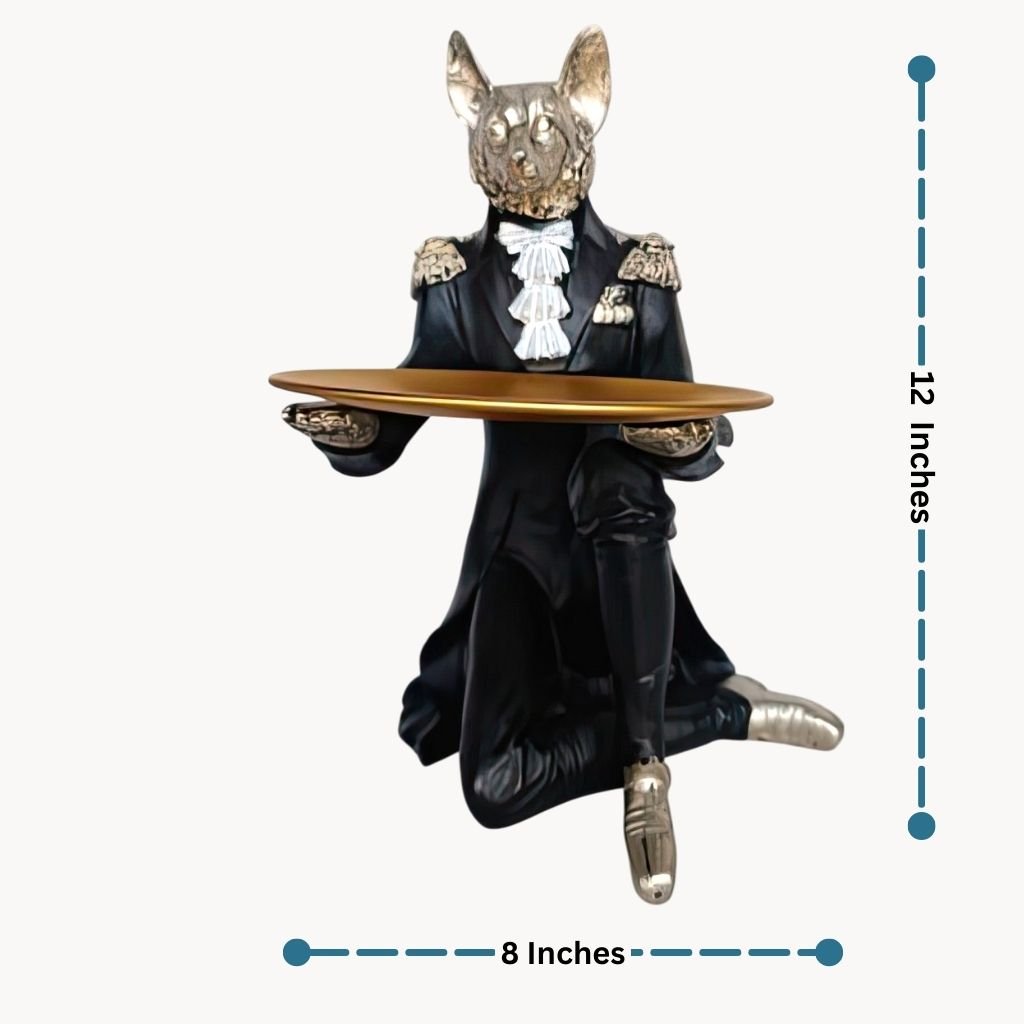 The Wolf Butler Tray Statue Table Decor