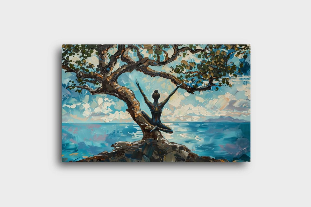 The Yoga with a View Canvas Wall Painting (36 x 24 Inches)