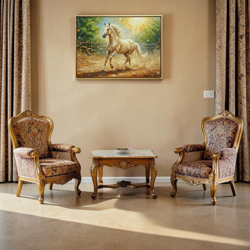 Thunder in the Sun: Golden Stallion Impasto (36 x 24 Inches)