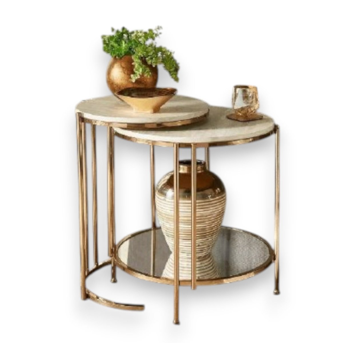 Trapezoid Marble Top Side Table