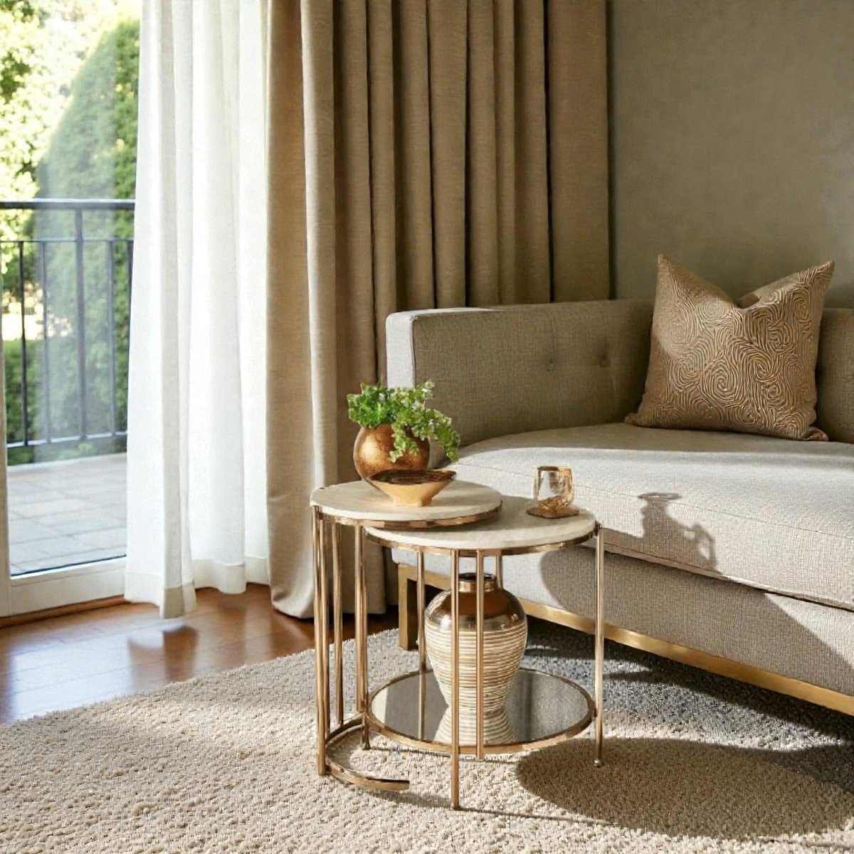 Trapezoid Marble Top Side Table