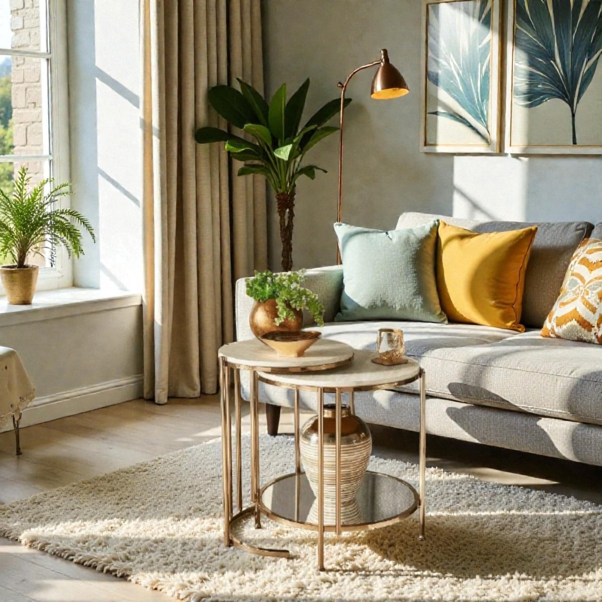 Trapezoid Marble Top Side Table