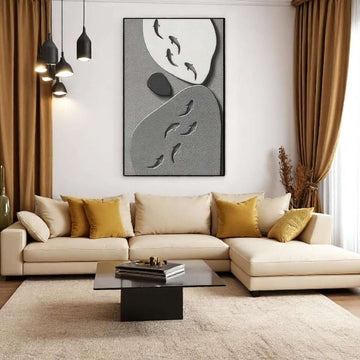 Underwater Stone & Fish Motif Wall Art (60 x 90 CM)