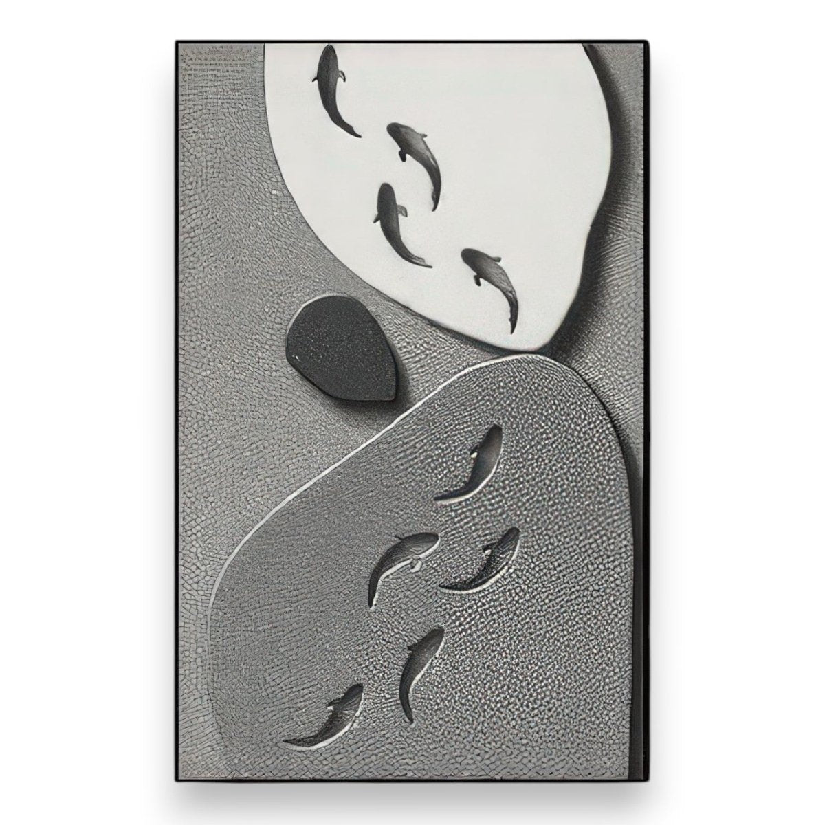 Underwater Stone & Fish Motif Wall Art (60 x 90 CM)