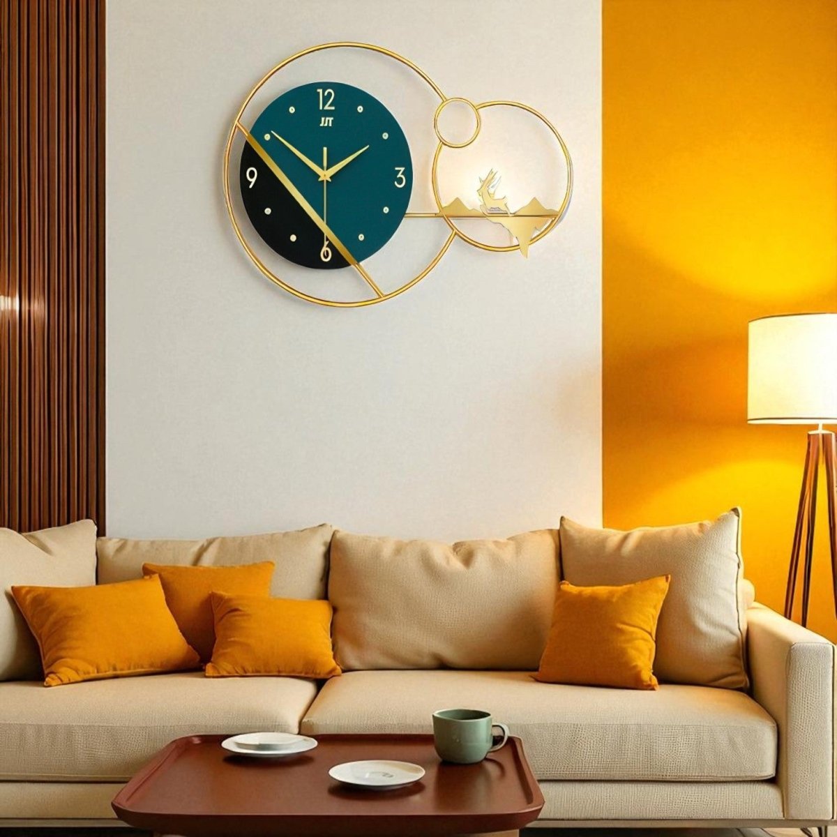 Unique Dual - Function Wall Clock with Deer Scene & Time Display (18.8 x 13.3 Inches)