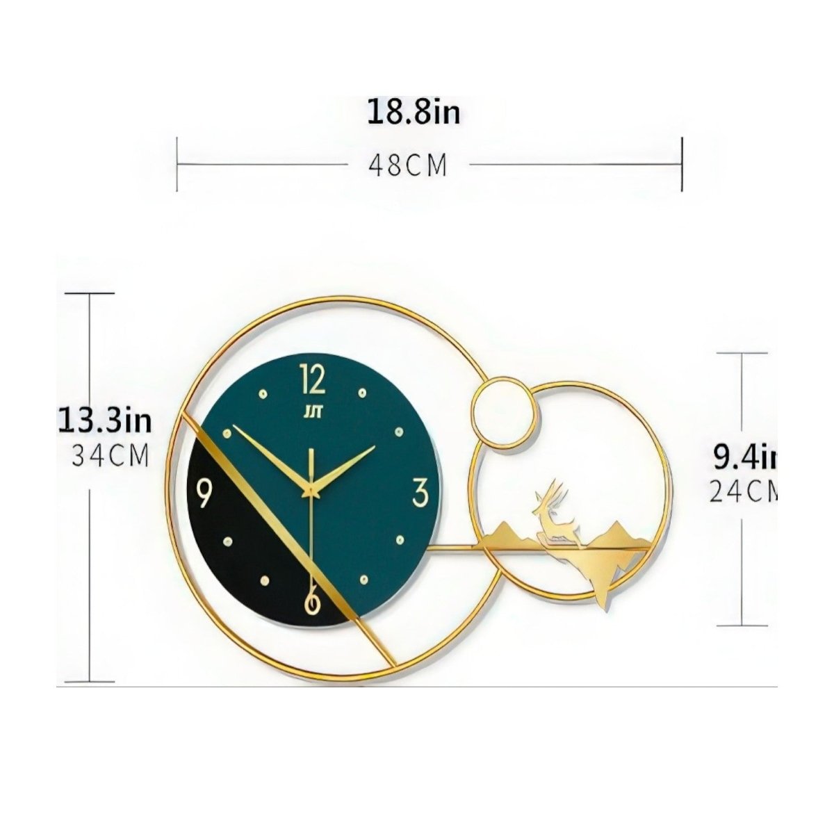 Unique Dual - Function Wall Clock with Deer Scene & Time Display (18.8 x 13.3 Inches)