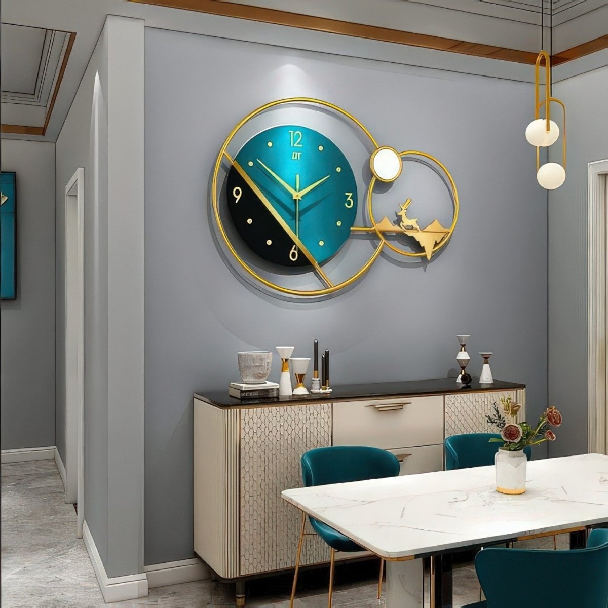 Unique Dual - Function Wall Clock with Deer Scene & Time Display (18.8 x 13.3 Inches)