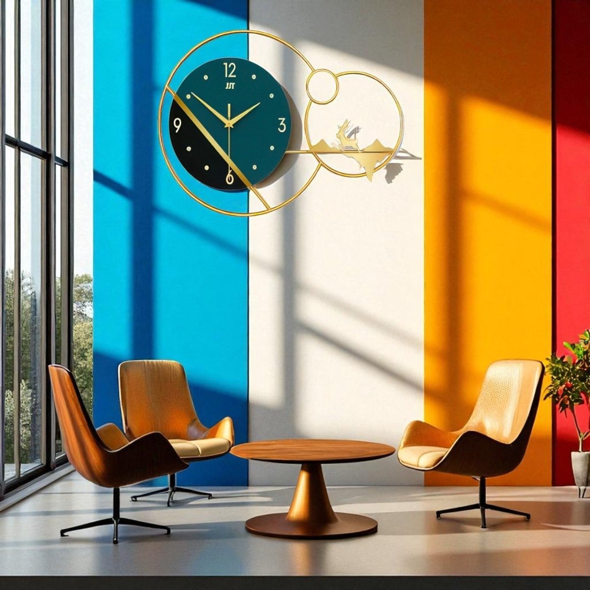 Unique Dual - Function Wall Clock with Deer Scene & Time Display (18.8 x 13.3 Inches)