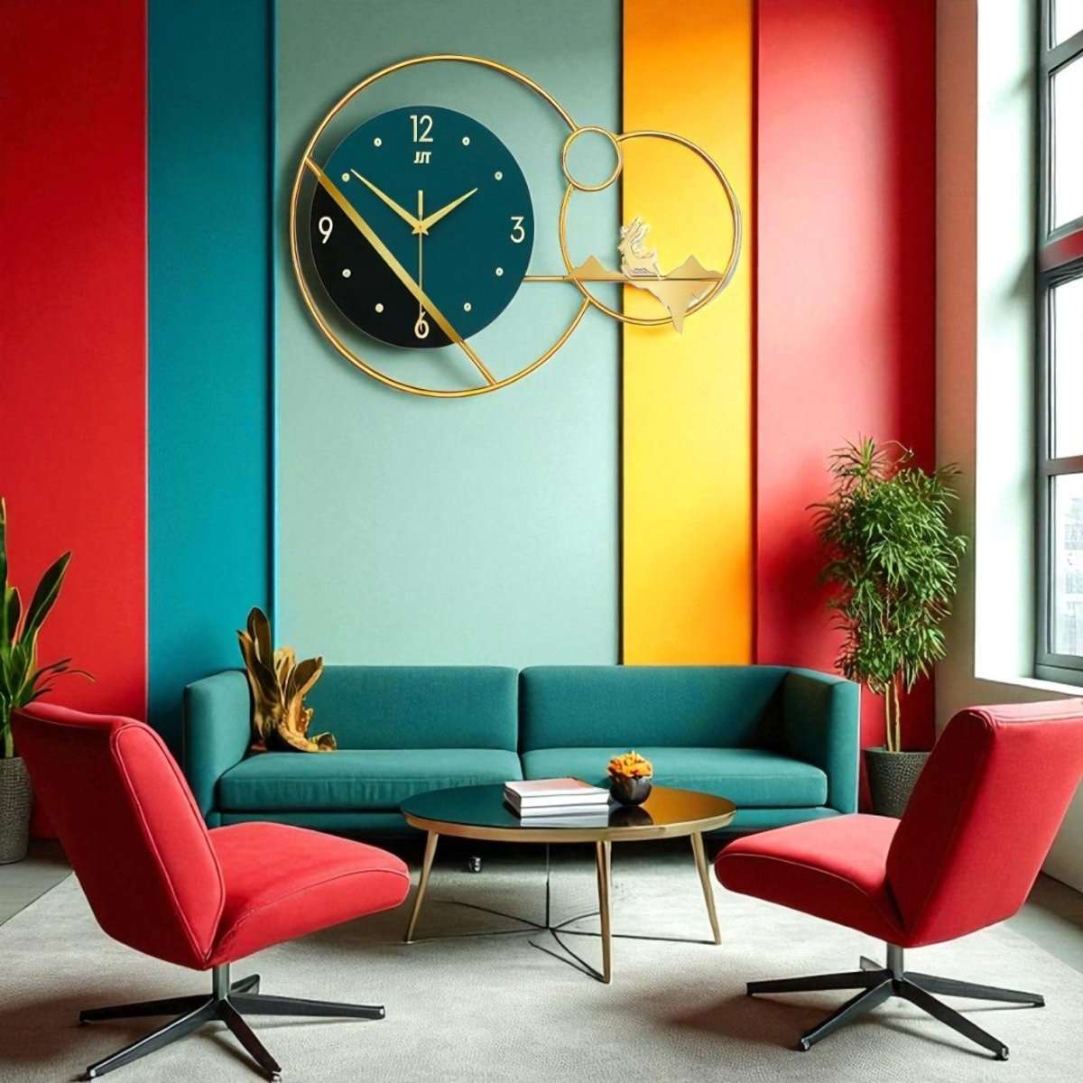 Unique Dual - Function Wall Clock with Deer Scene & Time Display (18.8 x 13.3 Inches)