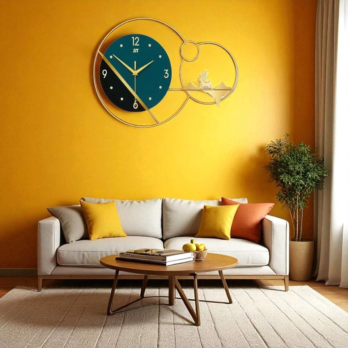Unique Dual - Function Wall Clock with Deer Scene & Time Display (18.8 x 13.3 Inches)