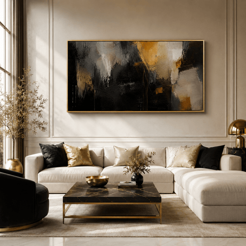 Urban Eclipse: Textured Dark Industrial Wall Decor (48 x 24 Inches)