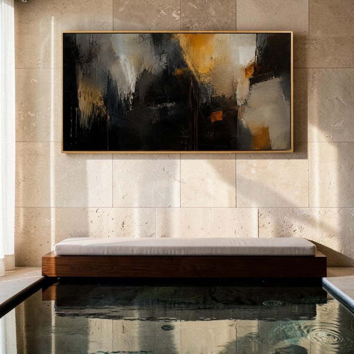 Urban Eclipse: Textured Dark Industrial Wall Decor (48 x 24 Inches)