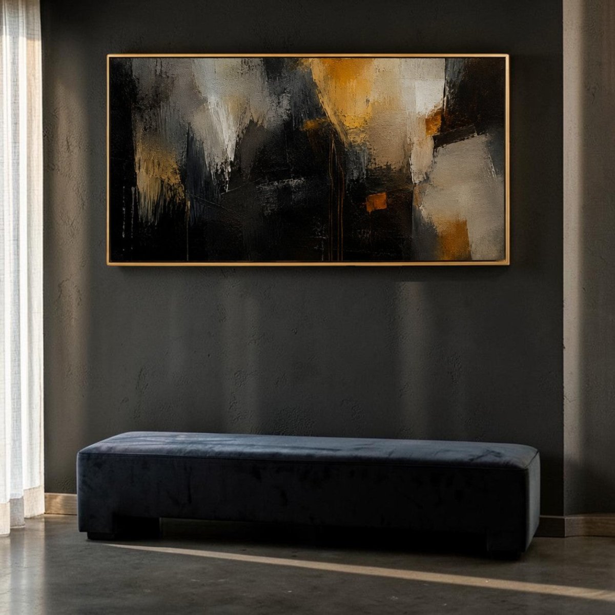 Urban Eclipse: Textured Dark Industrial Wall Decor (48 x 24 Inches)