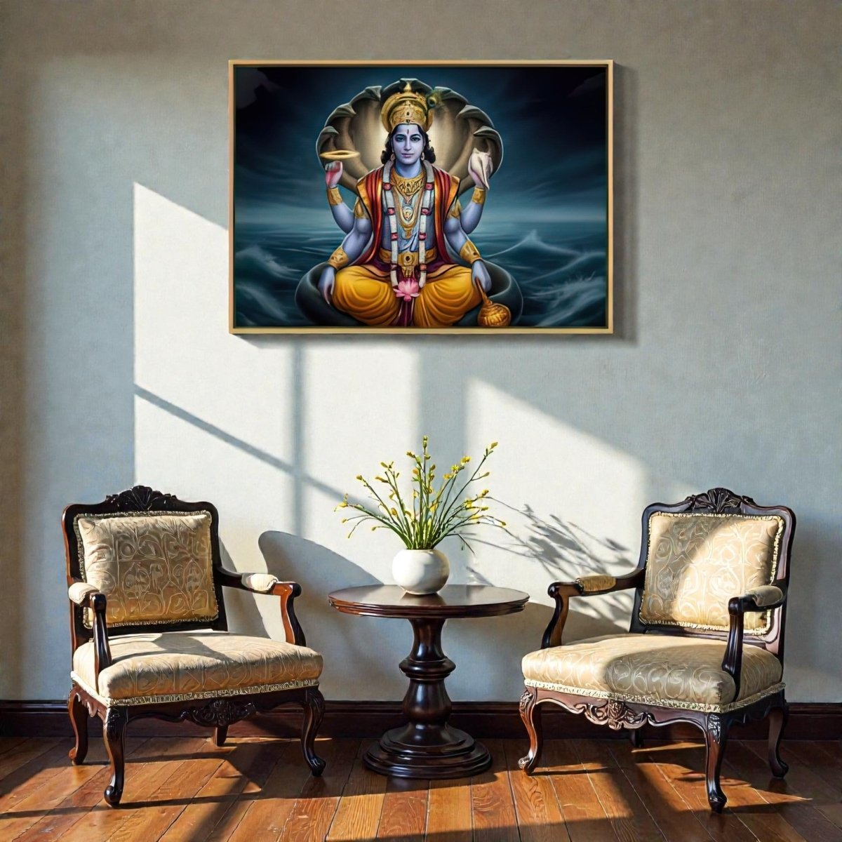 Vaikuntha Resonance: Lord Vishnu on Sheshanaga Canvas