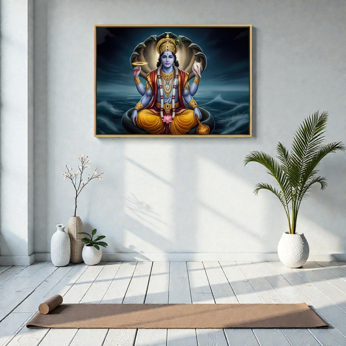 Vaikuntha Resonance: Lord Vishnu on Sheshanaga Canvas