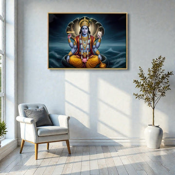 Vaikuntha Resonance: Lord Vishnu on Sheshanaga Canvas