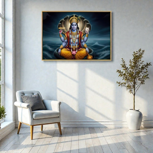 Vaikuntha Resonance: Lord Vishnu on Sheshanaga Canvas