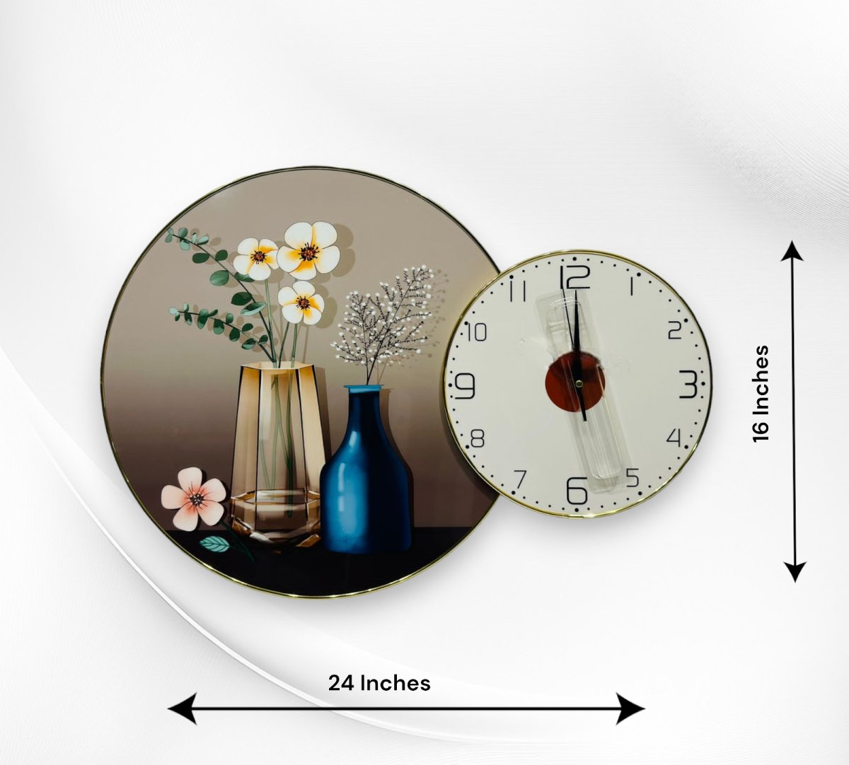 Vase Frame with Crystal Wall Clock (24 x 16 Inches)