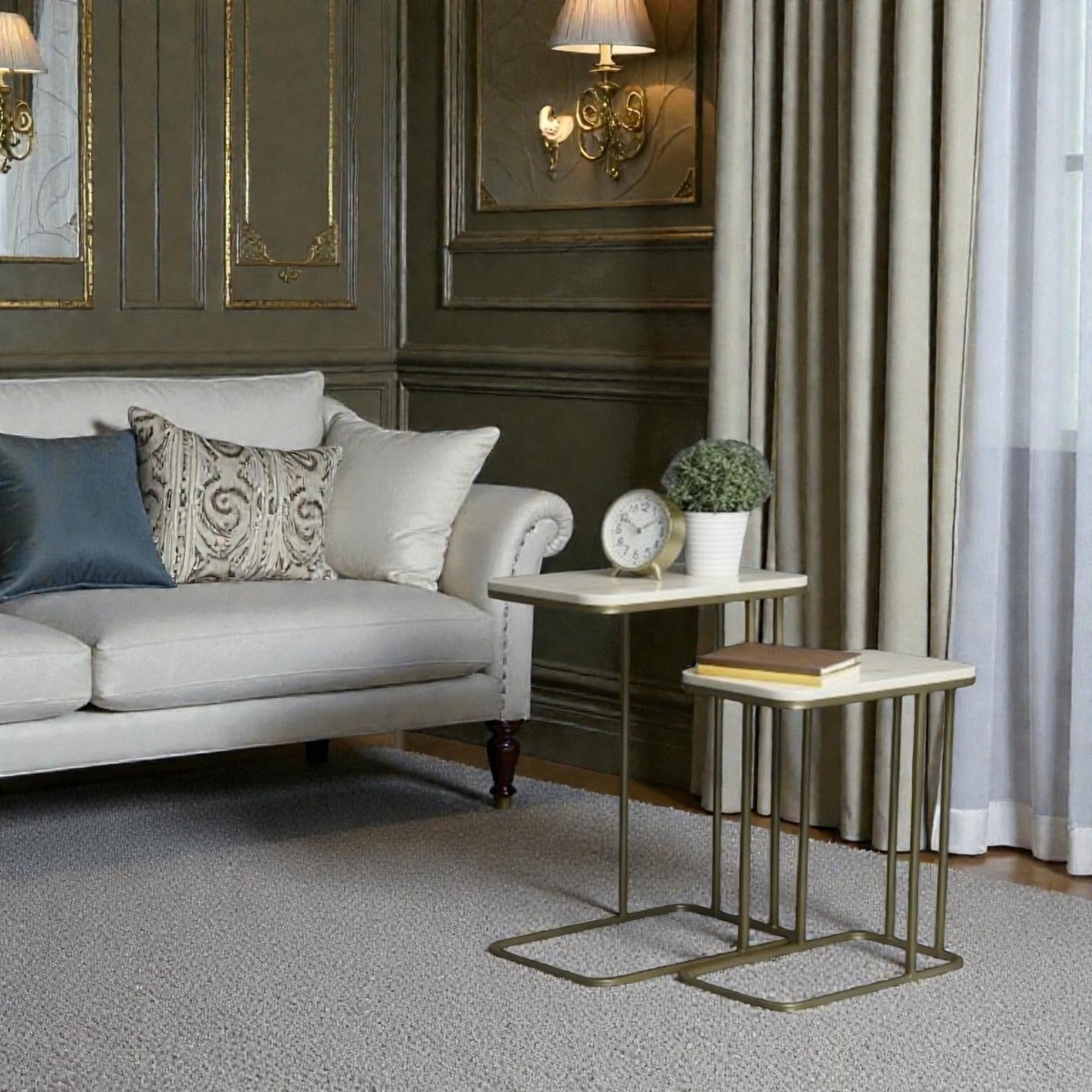 Veridian Modern Brass Side Tables (set of 2)