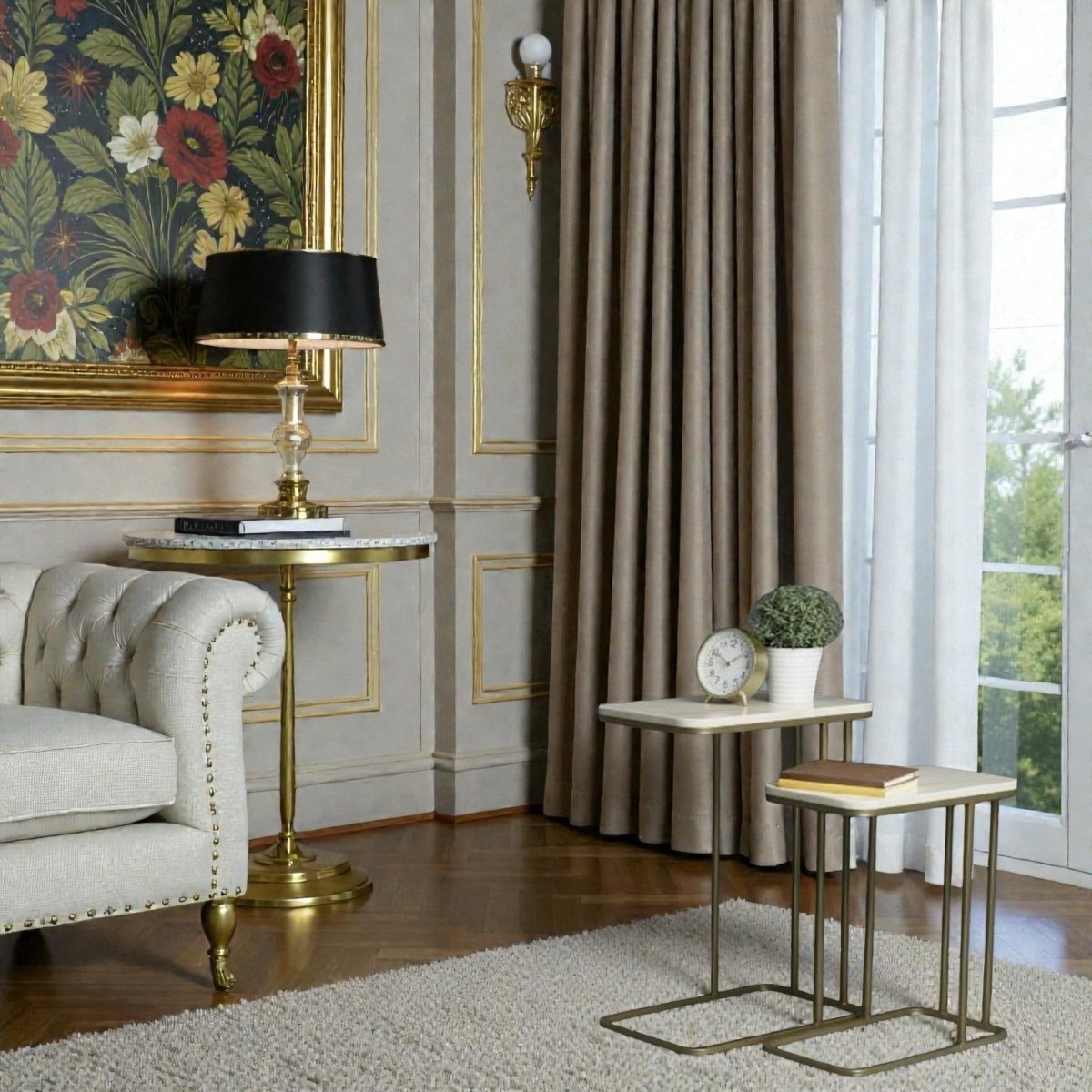 Veridian Modern Brass Side Tables (set of 2)