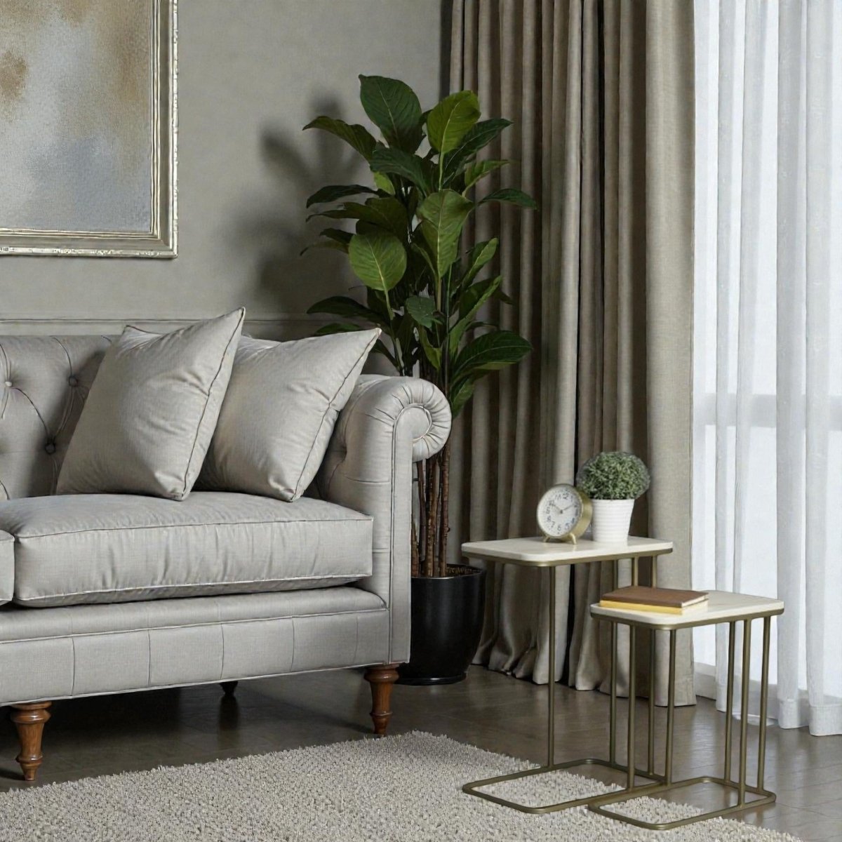 Veridian Modern Brass Side Tables (set of 2)