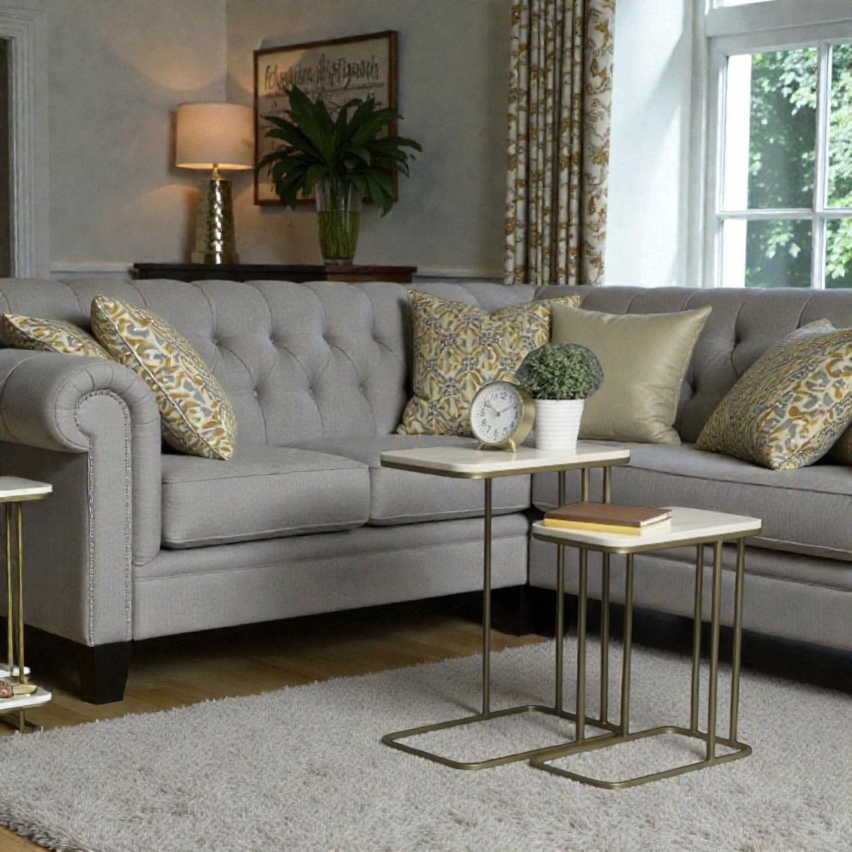 Veridian Modern Brass Side Tables (set of 2)