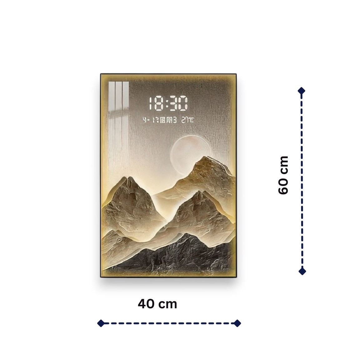Vertical Digital Display Moonscape Timepiece Decor (40 x 90 CM)