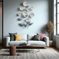 Thumbnail for Vertical Metal Flower Wall Sculpture - Artistic Floral Artwork for Bedroom, Hall & Office (41 x 27 Inches)
