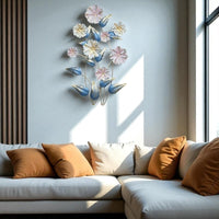 Thumbnail for Vertical Metal Flower Wall Sculpture - Artistic Floral Artwork for Bedroom, Hall & Office (41 x 27 Inches)