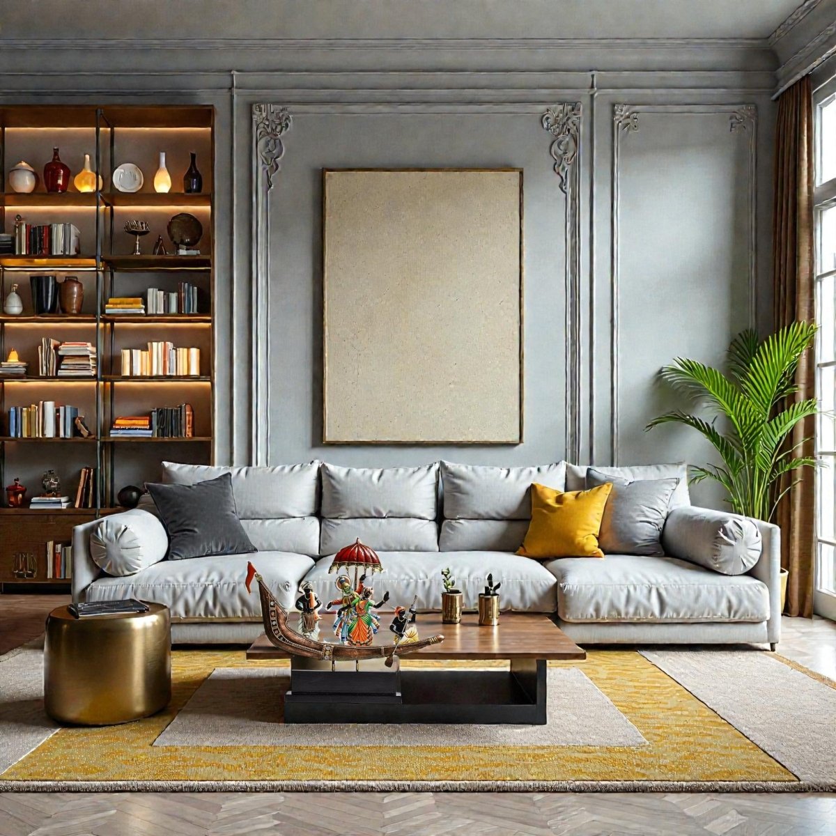 Vibrant Kerala: Hand - Painted Kathakali & Mohiniyattam Vallam Boat Wall Art (20 x 18 Inches)