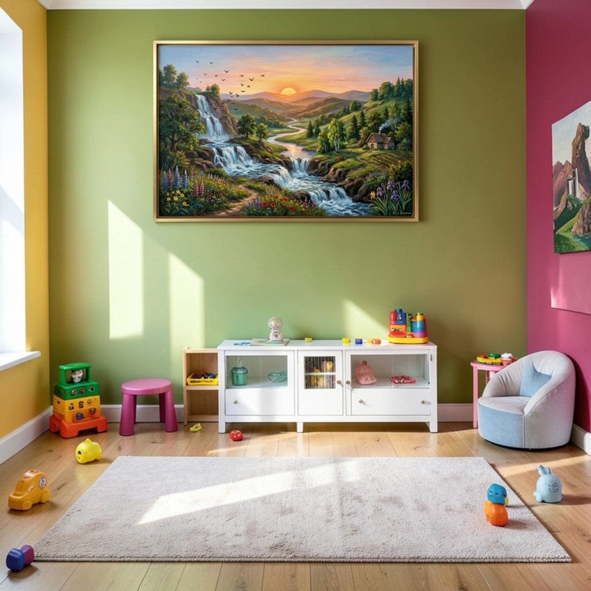 Waterfall: Solaris Springs: The Floral Descent (36 x 24 Inches)