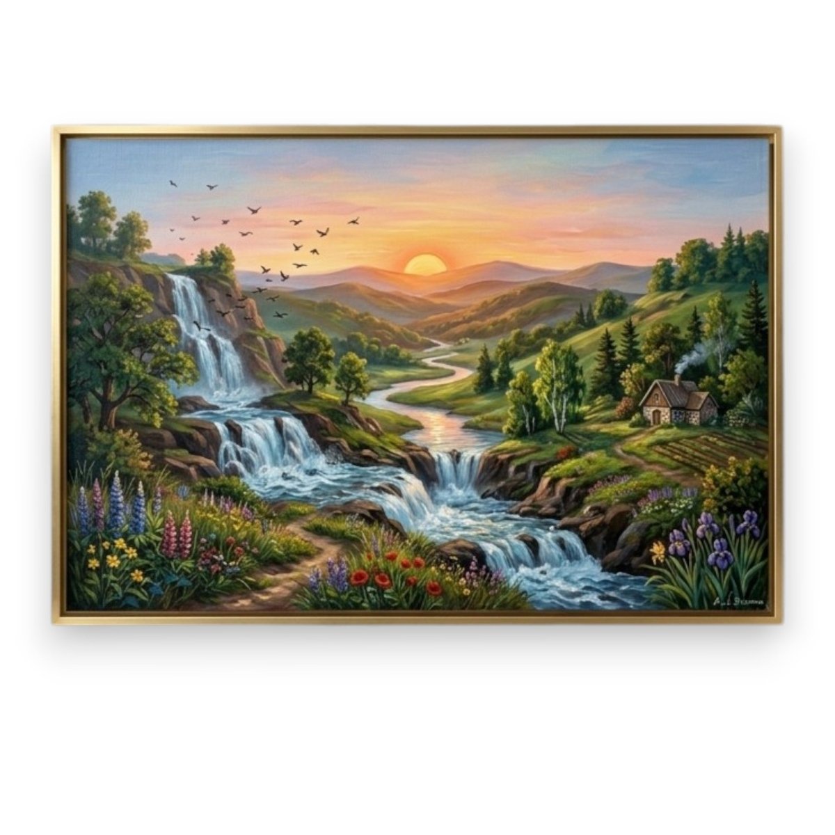 Waterfall: Solaris Springs: The Floral Descent (36 x 24 Inches)