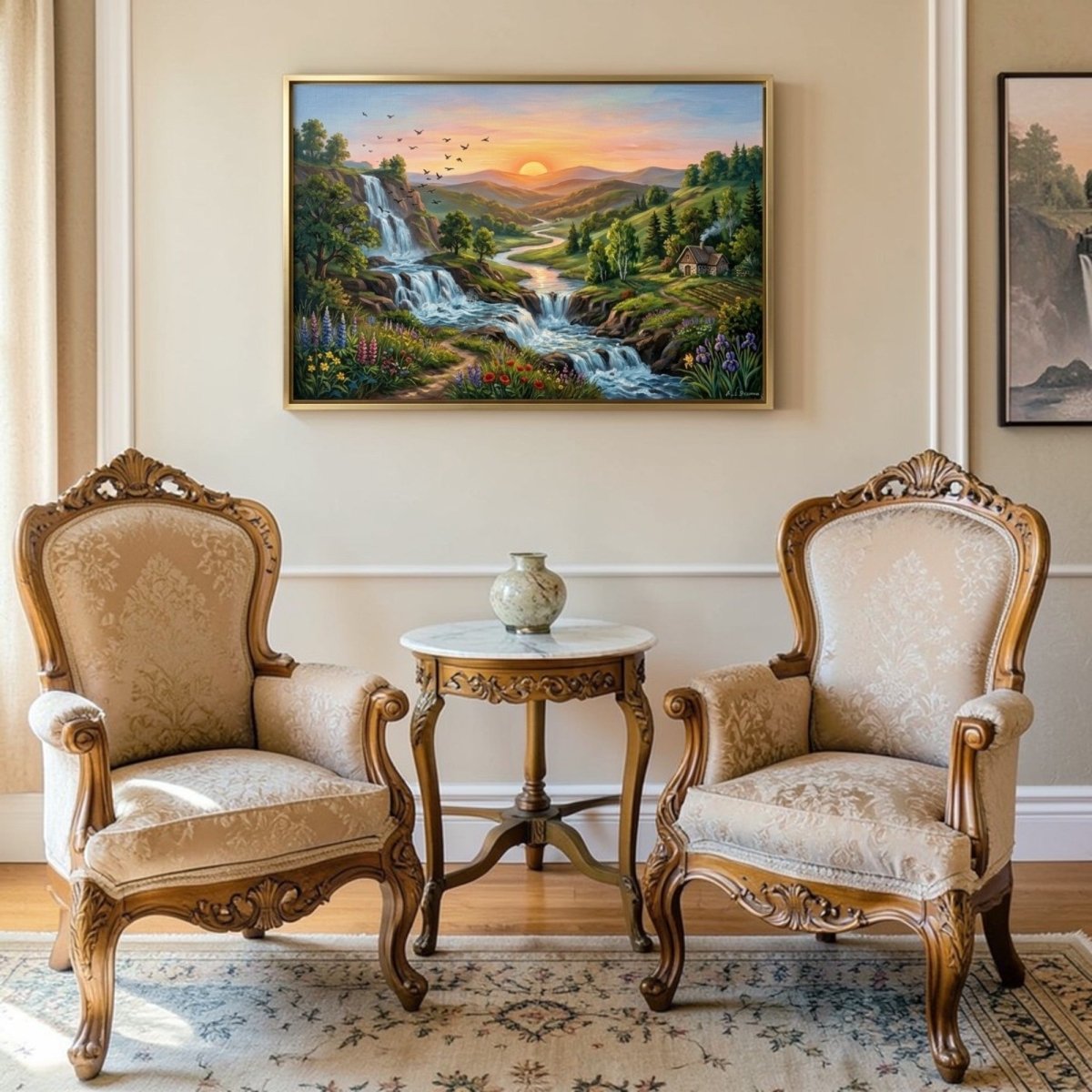 Waterfall: Solaris Springs: The Floral Descent (36 x 24 Inches)
