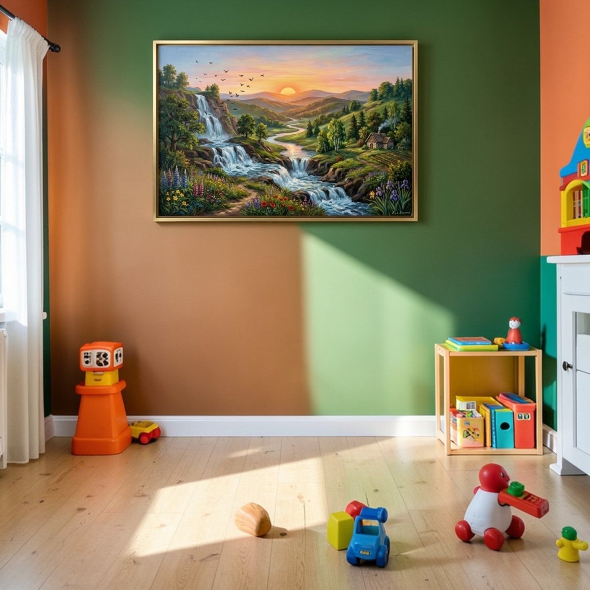 Waterfall: Solaris Springs: The Floral Descent (36 x 24 Inches)