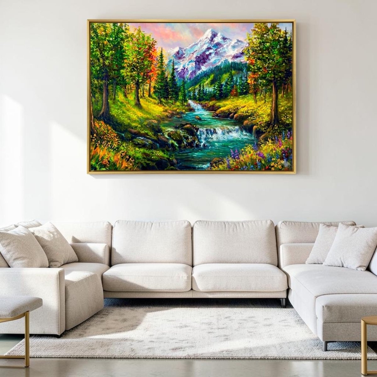 Waterfall: Turquoise Tides and Alpine Falls (48 x 36 Inches)