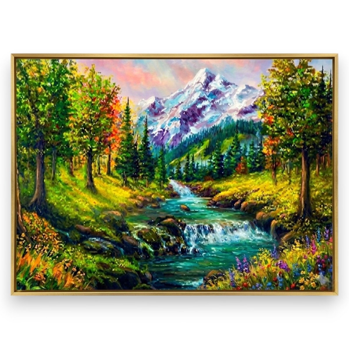 Waterfall: Turquoise Tides and Alpine Falls (48 x 36 Inches)