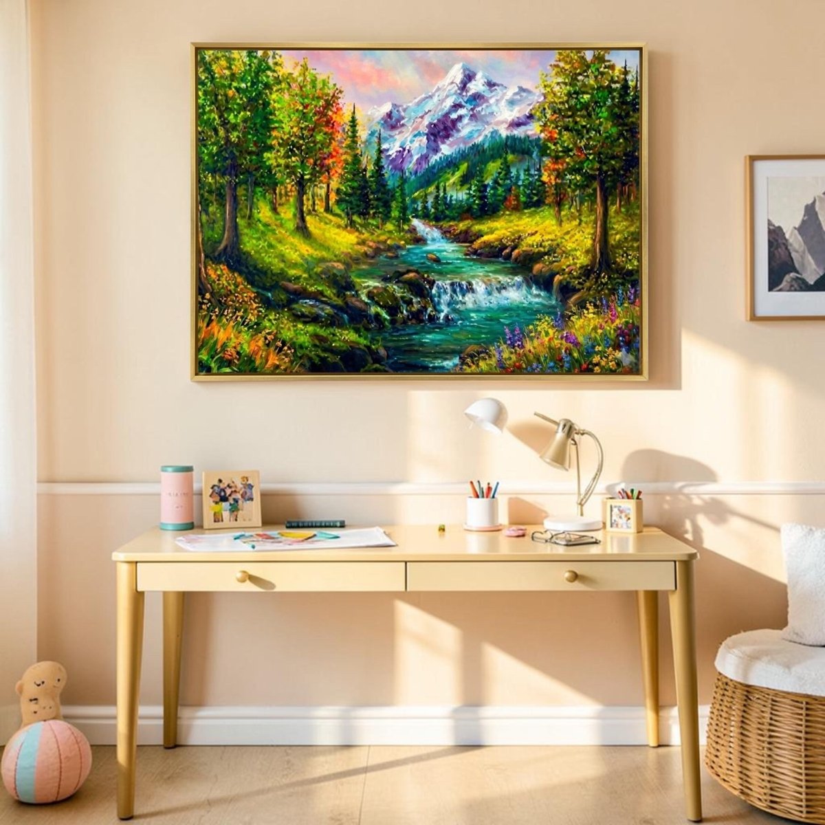 Waterfall: Turquoise Tides and Alpine Falls (48 x 36 Inches)