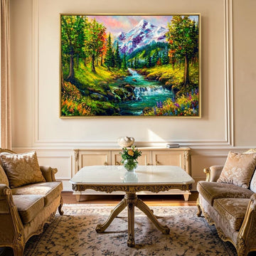 Waterfall: Turquoise Tides and Alpine Falls (48 x 36 Inches)