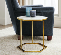 Thumbnail for West Elm Hexagon Marble Top Side Table