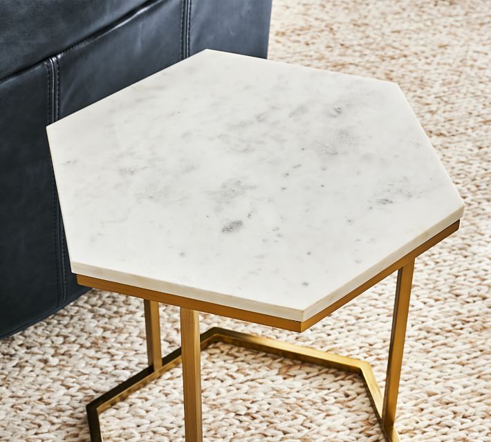 West Elm Hexagon Marble Top Side Table