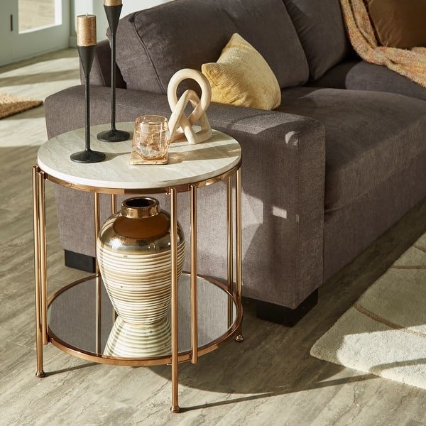 West Elm Trapezoid Marble Top Side Table