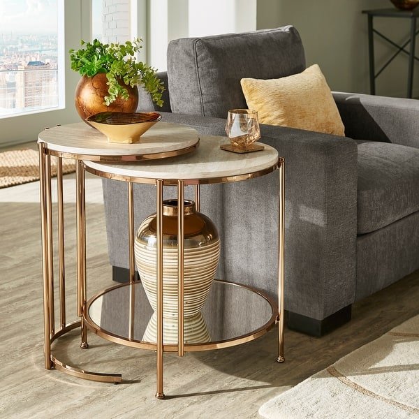 West Elm Trapezoid Marble Top Side Table