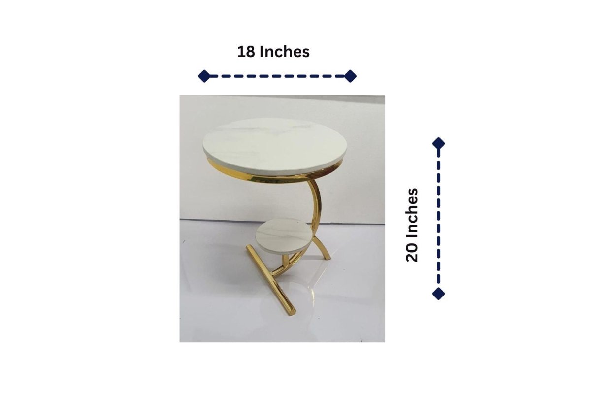 White and Gold Metal Side Table