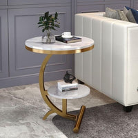 Thumbnail for White and Gold Metal Side Table