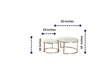 Thumbnail for White and Gold Nesting Coffee Tables with Marble Tops