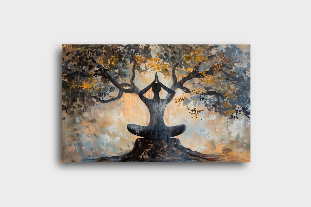 Yoga: Meditation by Moonlight Canvas Wall Painting (36 x 24 Inches)