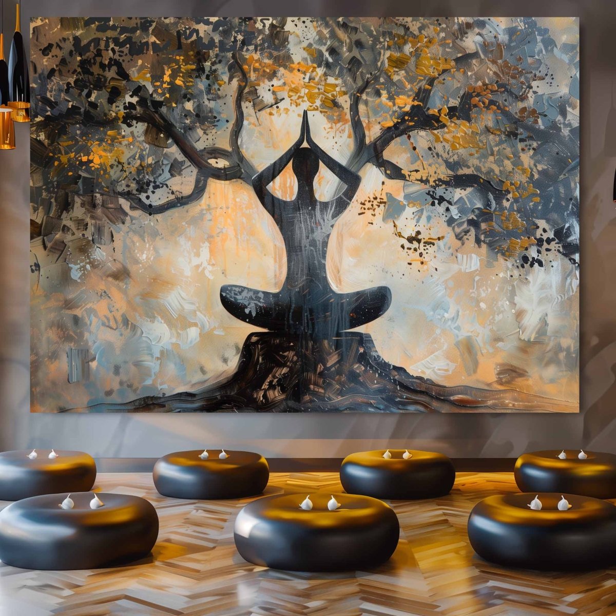 Yoga: Meditation by Moonlight Canvas Wall Painting (36 x 24 Inches ...